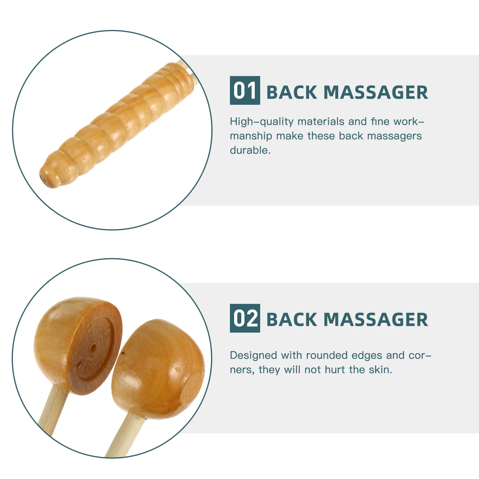 

1Set High-Quality Wooden Back Massagers Rounded Edges Safe Skin Friendly Muscle Relaxation Gift Back Massager Massage Hammer