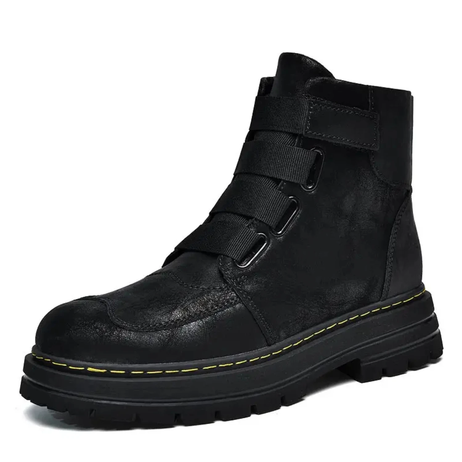 Men's Genuine Leather Comfortable Waterproof Non-Slip Hook And Loop Fastener Platform Boots