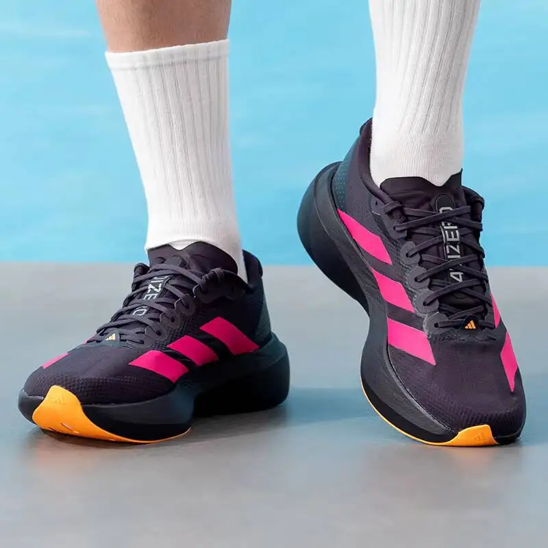 KI6903 Mens Adidas Racing Running Shoes Aurora Black Bright Pink Bright Orange Sport Sneakers