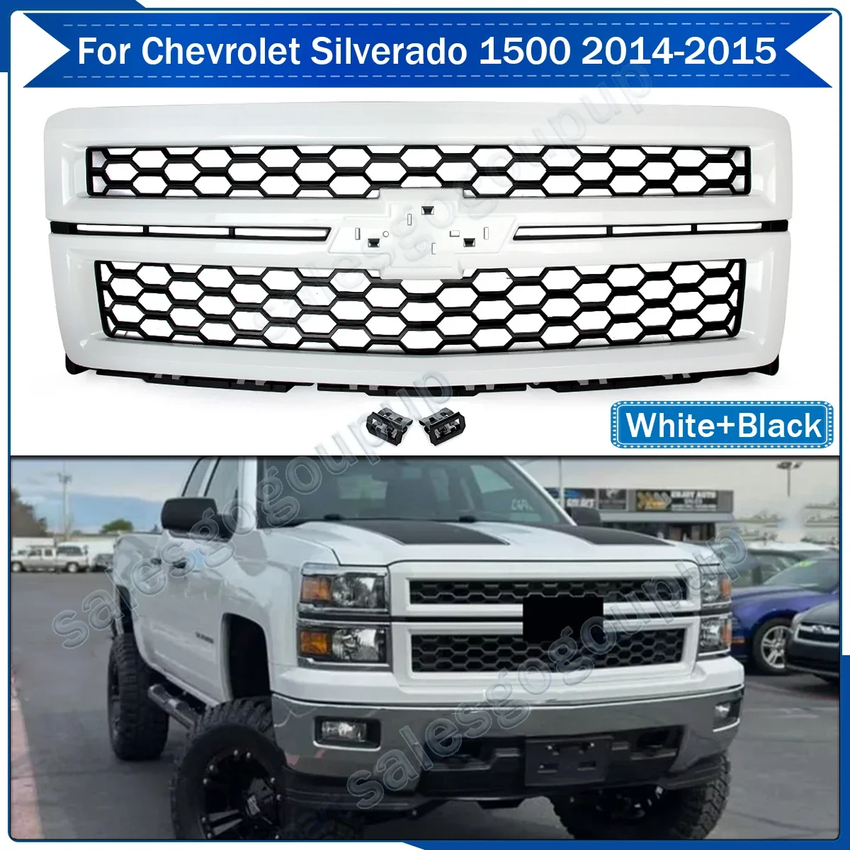 Grill for 2014 2015 Chevrolet Chevy Silverado 1500 LTZ Front Upper Grille Summit White