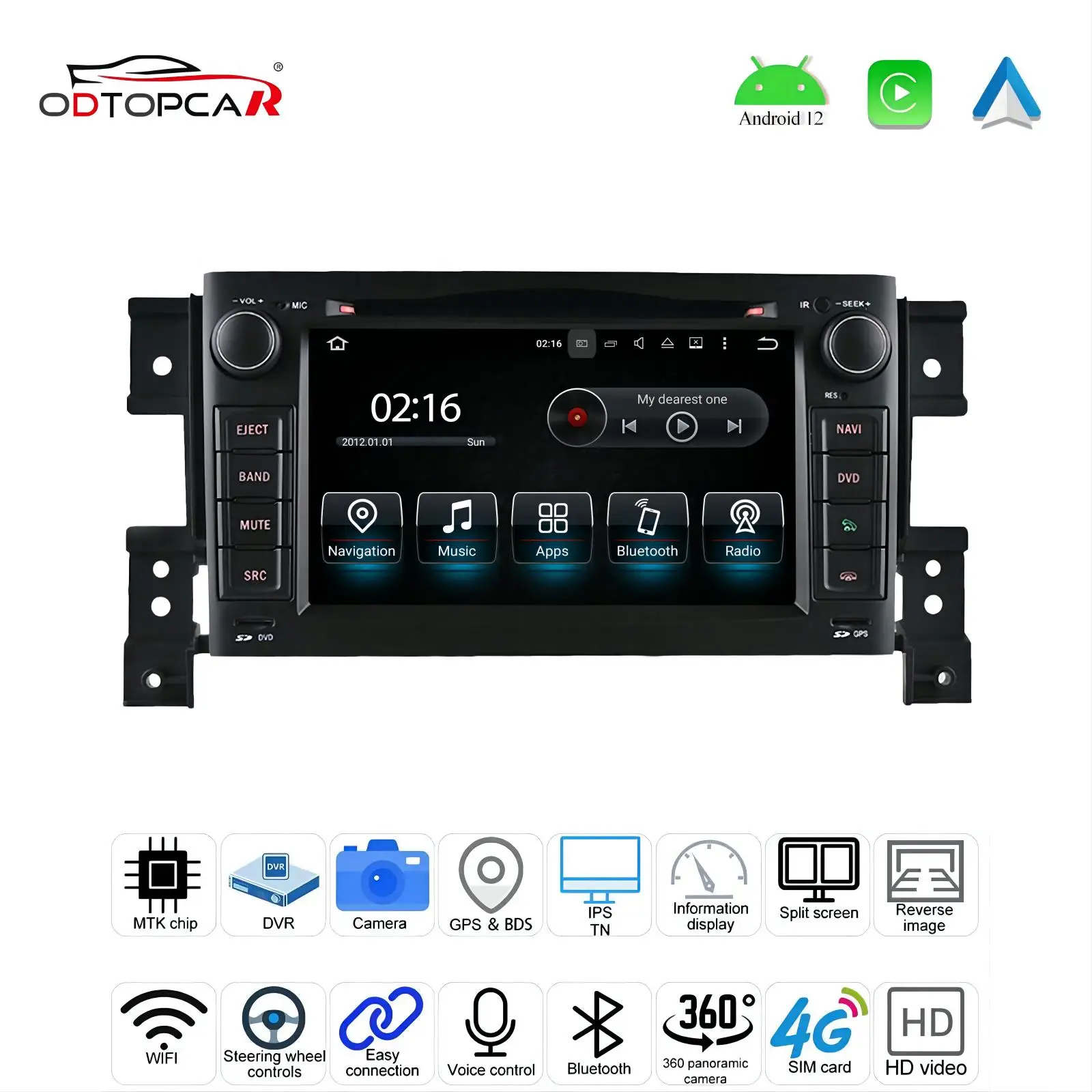 

ODTOPCAR Suzuki Vitara Toucn Screen Stereo Upgrade 7 Inch Android Radio Car GPS Navigation DVD Player Android 13 Apple CarPlay