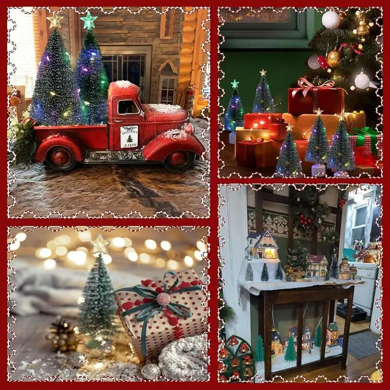 Artificial Christmas Tree LED 3Pieces Tabletop Ornaments Artificial Christmas Tree Pre-Lit Warm Home Decor Christmas Supplies