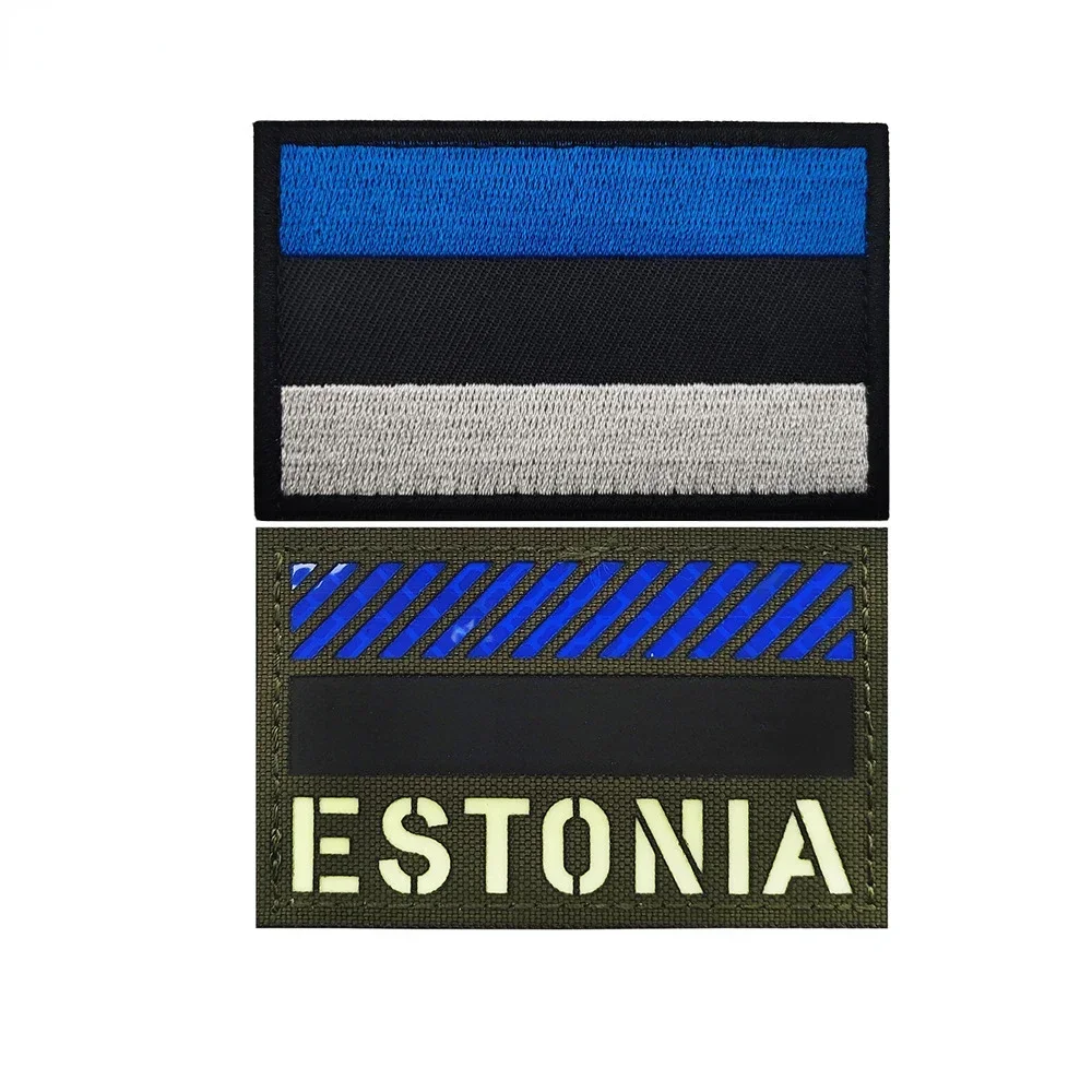 Estonia Flag Reflective Luminous Magic Sticker Embroidered Armband Cloth Patch