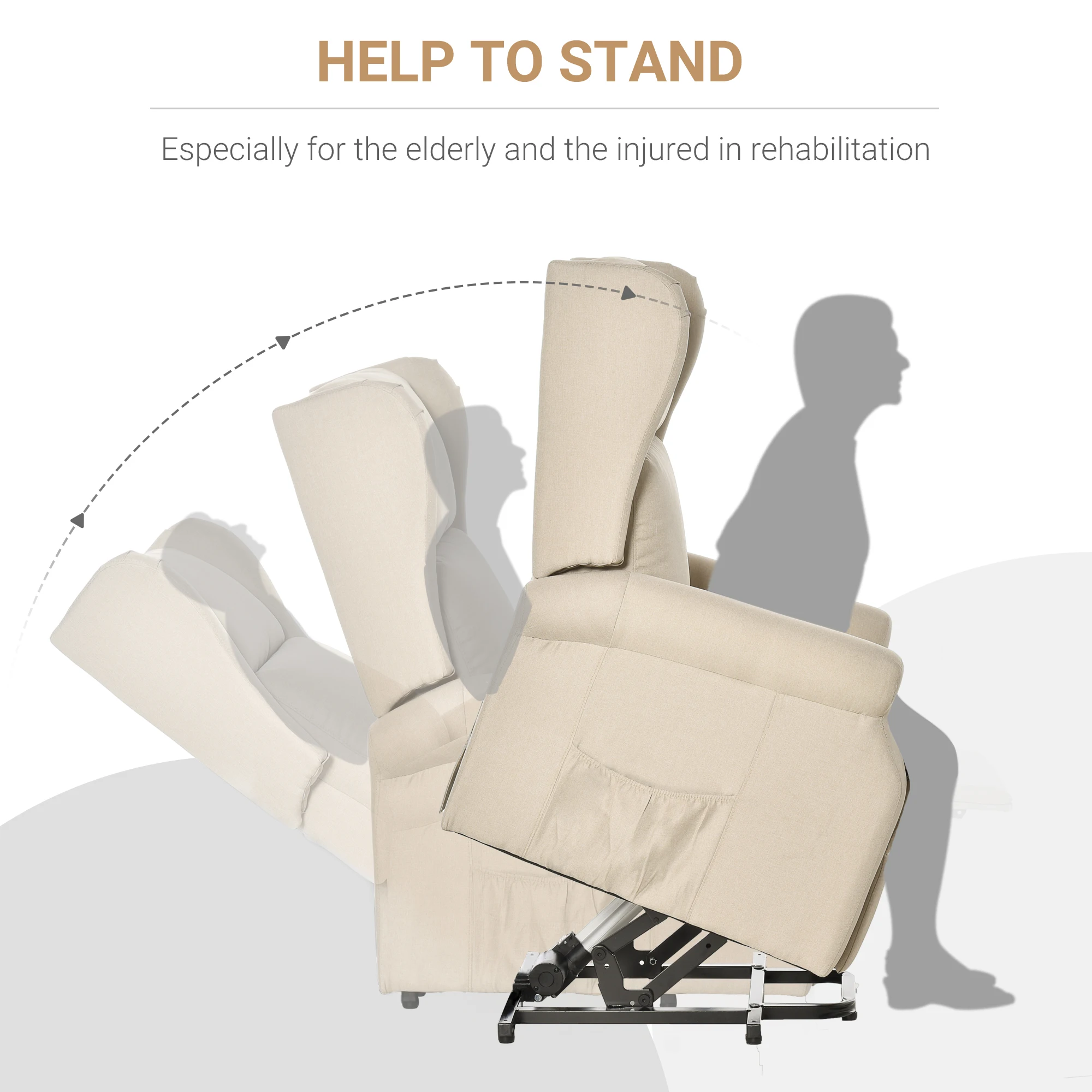 HOMCOM Power Lift Chair for the Elderly Fabric Recliner Armchair w/ Remote