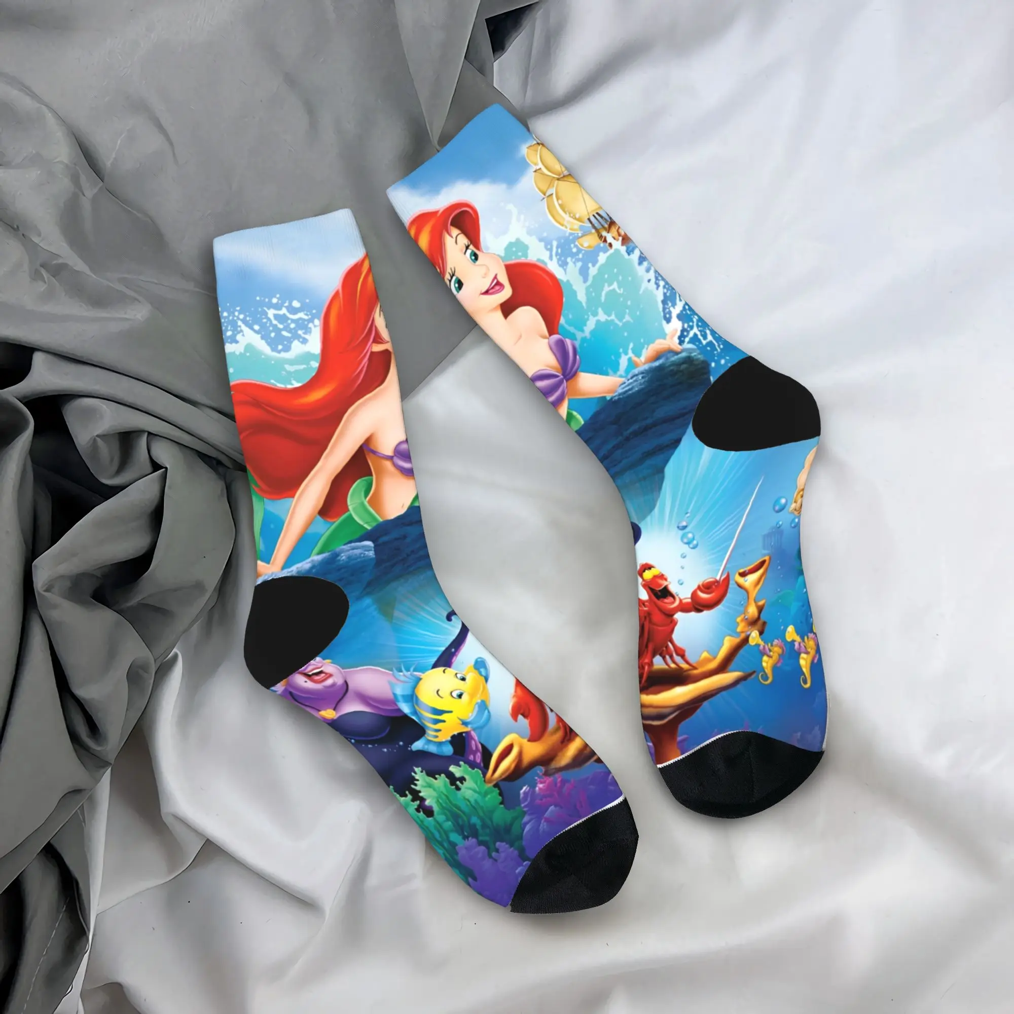 Men Socks The Little Mermaid Cartoon   Stockings Autumn Gothic Breathable Socks Custom Running Sports Non Skid Socks