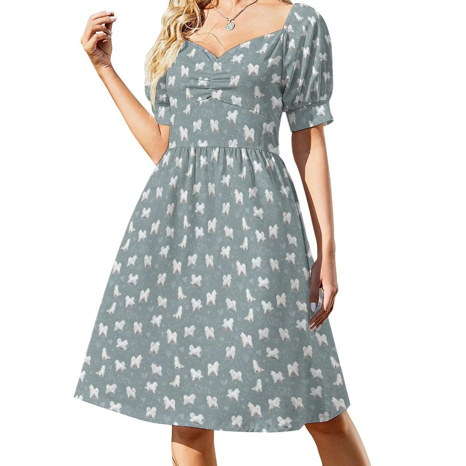 

American Eskimo Dog Short-Sleeved Dress dress elegant guest wedding dress