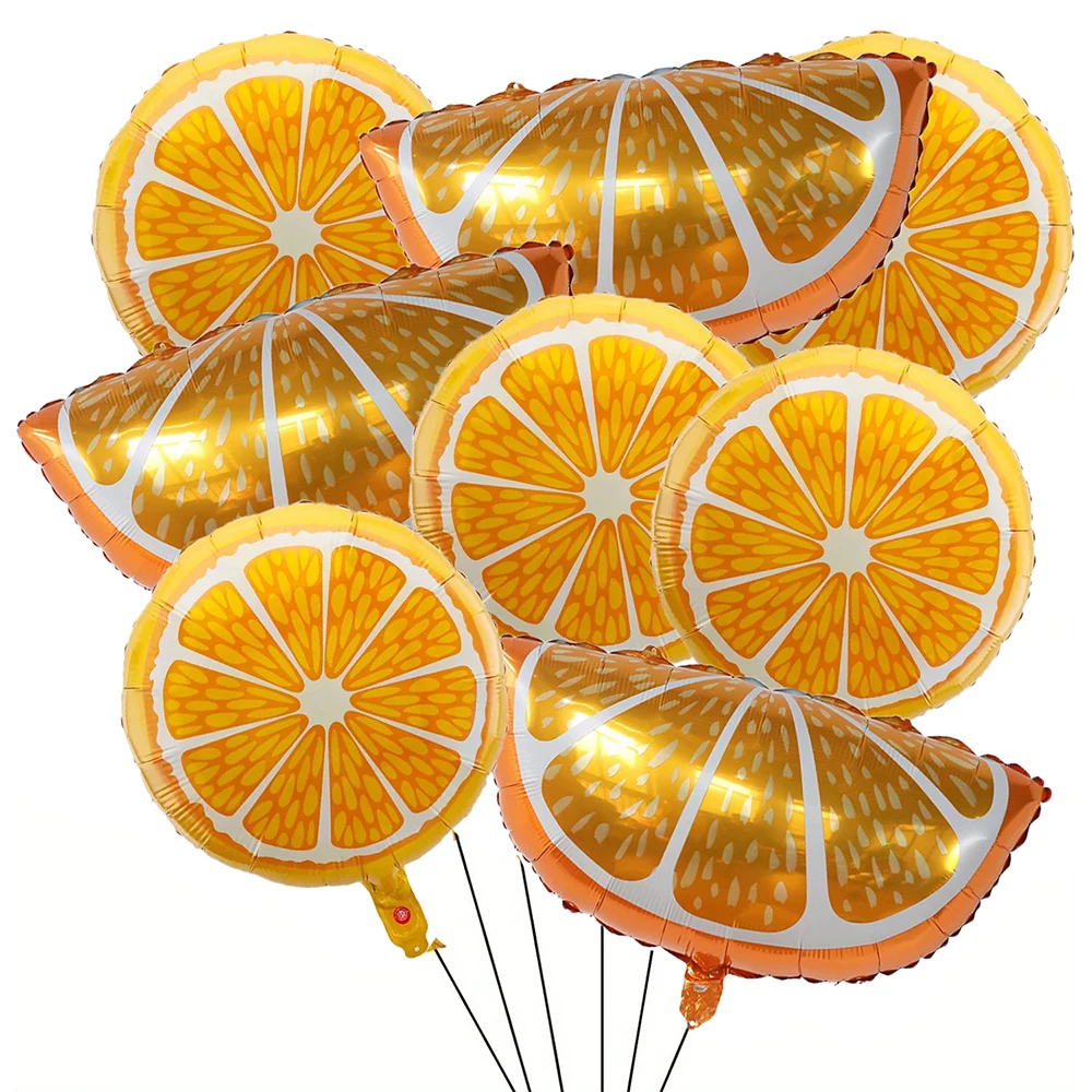8 Stück Orangen-Frucht-Folienballons, Partydekoration, Geburtstag, orangefarbene Themenparty, Hochzeit, Verlobung, Jahrestag, Abschlussfeier