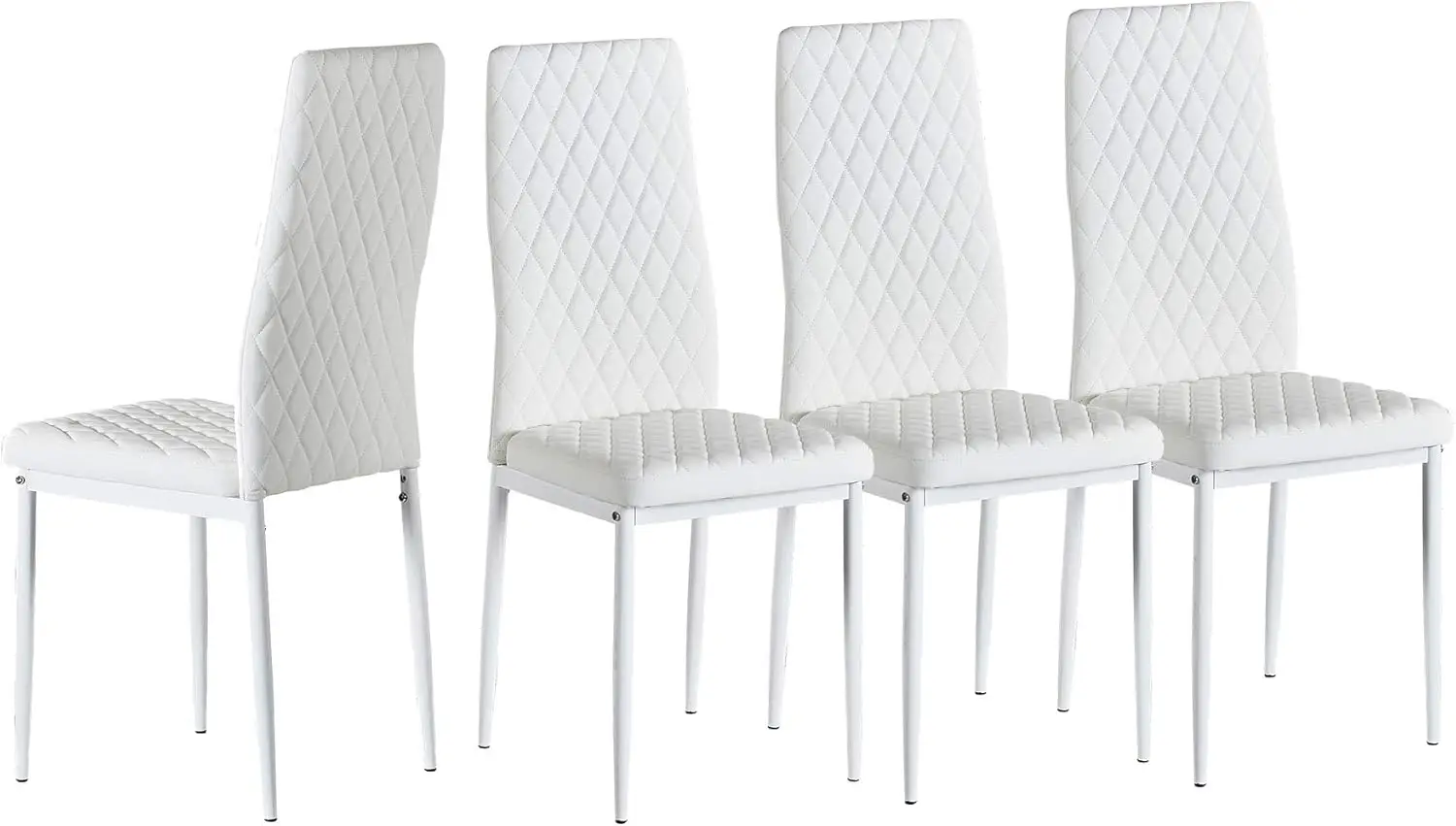 

Dining Chair Modern Minimalist Fireproof Leather Sprayed Metal Pipe Diamond Grid Pattern Restaurant Home Conference Chair Set