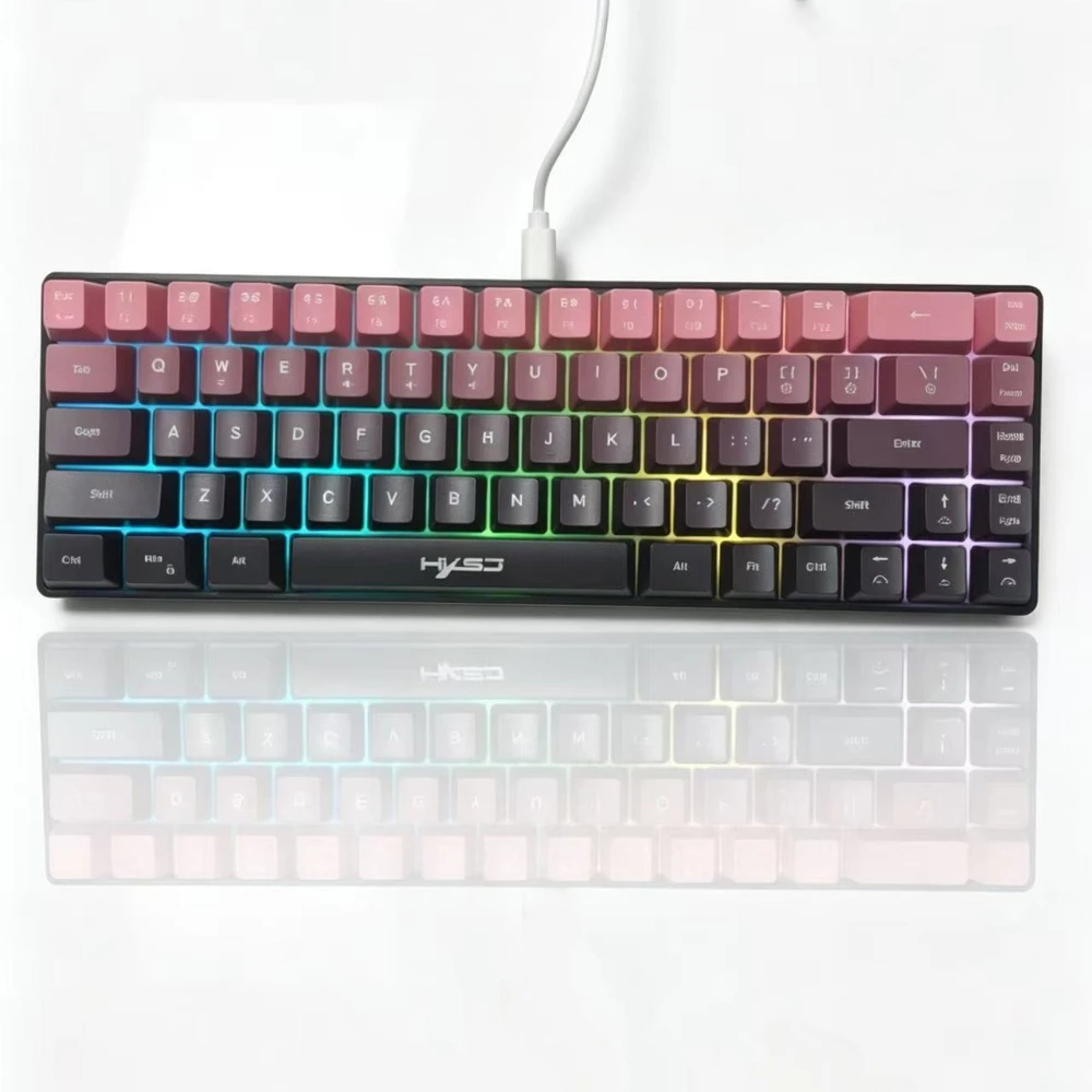 

Gamer Keyboard 68 RGB backlit ergonomic wired key board 65% pc computer office Portable usb laptop Keyboards white black