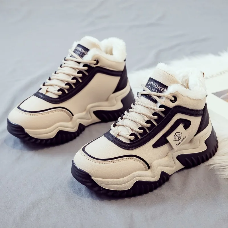 أحذية نسائية قطنية مع مخمل مضاف، عزل سميك، قمة عالية، أحذية أبي جديدة متعددة الاستخدامات لشتاء 2025 #3