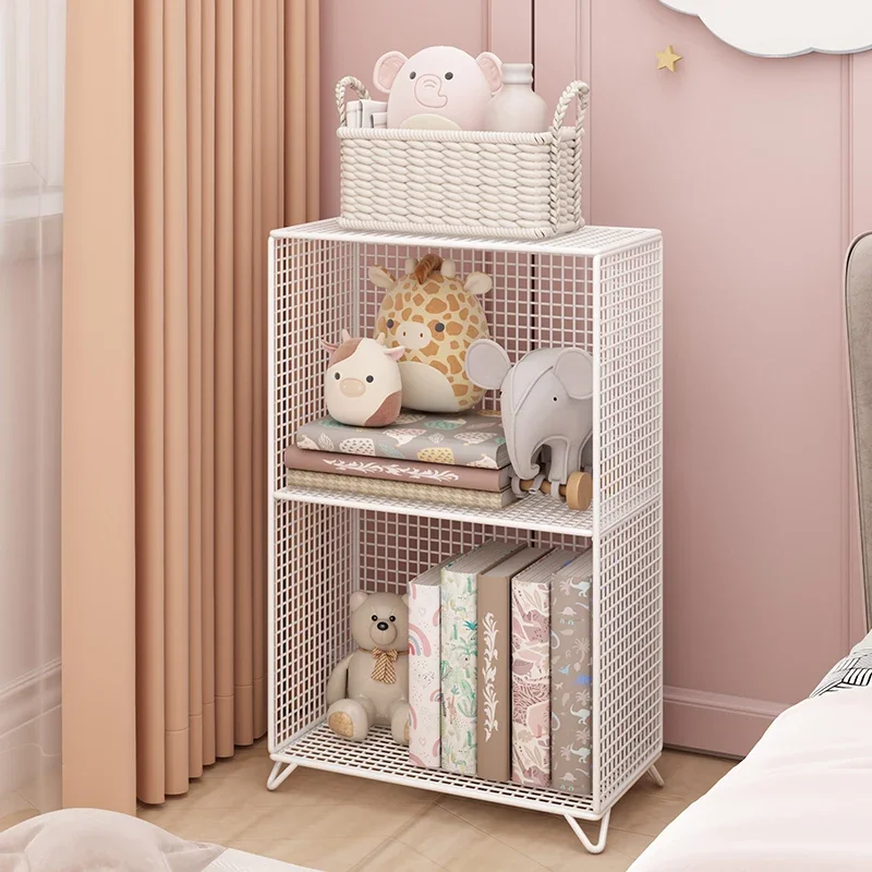 

2-Layer Living Room Storage Rack Floor Type Nordic INS Bedroom Bookshelf Durable Iron Organization Racks for Room Display