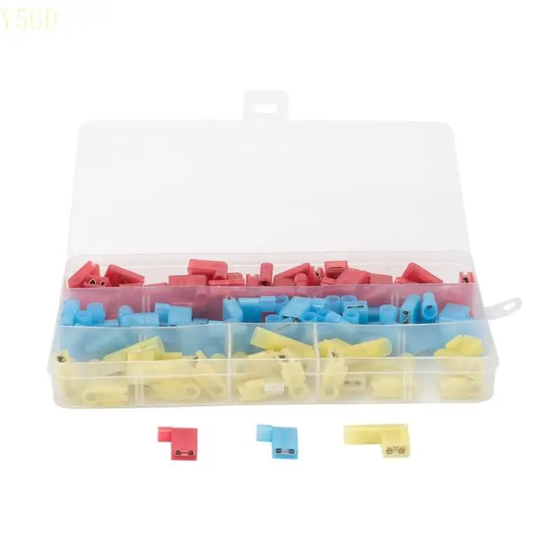 

Y5GD 80Pcs Right Angled Quick Disconnects Terminals Assortment Spade Connectors 22 10AWG With Professional Wire Crimper
