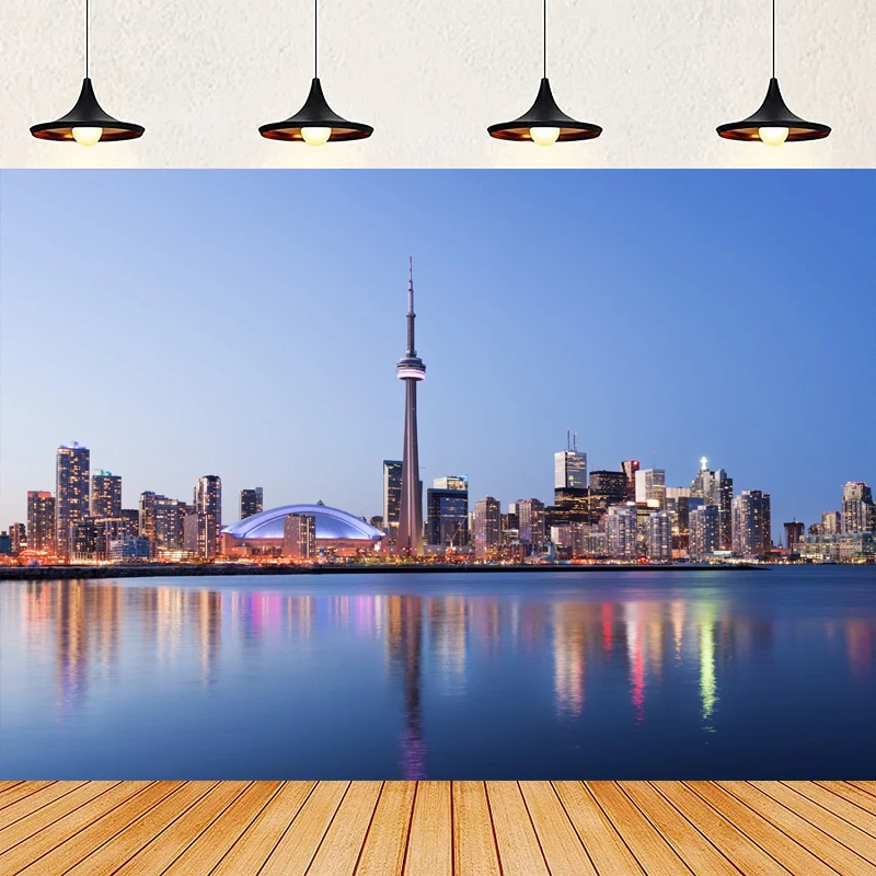 

Фон для фотосъемки медовый месяц Торонто пейзаж Skyscaper свадебный современный фон Метрополис настенный баннер плакат Декор