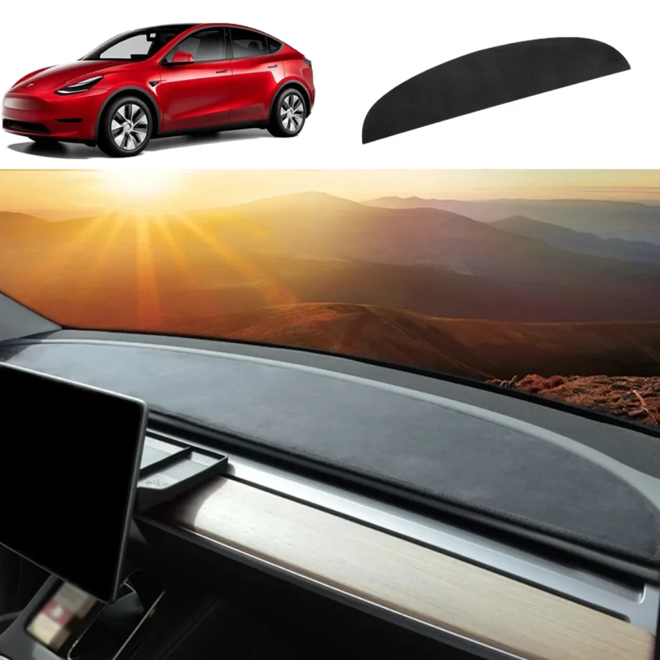 

Flannel Dashboard Pads for Tesla Model Y 3 2017-2023 Model 3 2024 Highland Dashboard Cover Anti-Glare Sun Shade Protector Pads