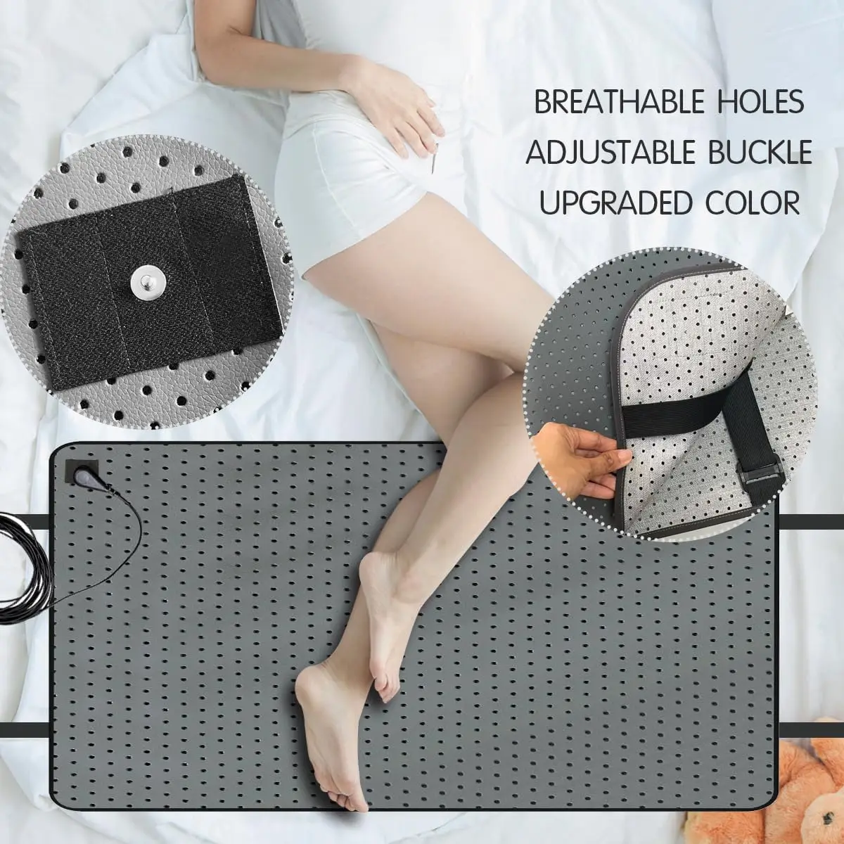 

Grounding Mat Grey For Sleeping, Grounding Sheet For Bed For Pain Relief For Wellness, Grounding Mat With Adjustable Buckles