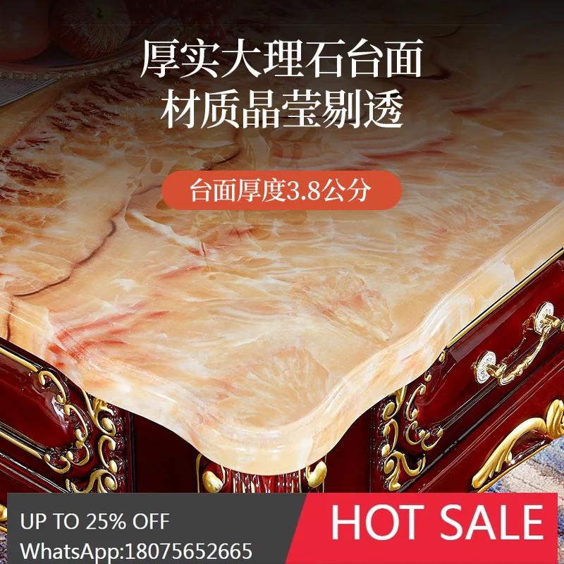 HLZ European Style Tea Table Carved Square Luxury Villa Living Room Hotel Lobby Reception Tea Table