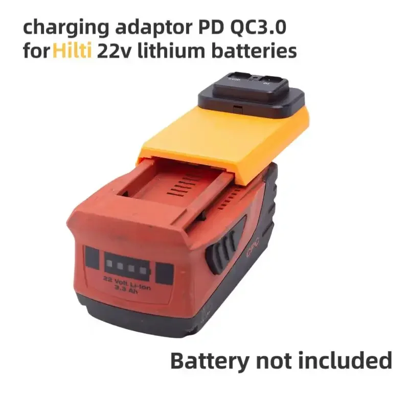 Para HILTI 22V B22 CPC Volt batería de litio adaptador de fuente de banco de energía PD/QC3.0 cargador rápido USB (solo adaptadores)