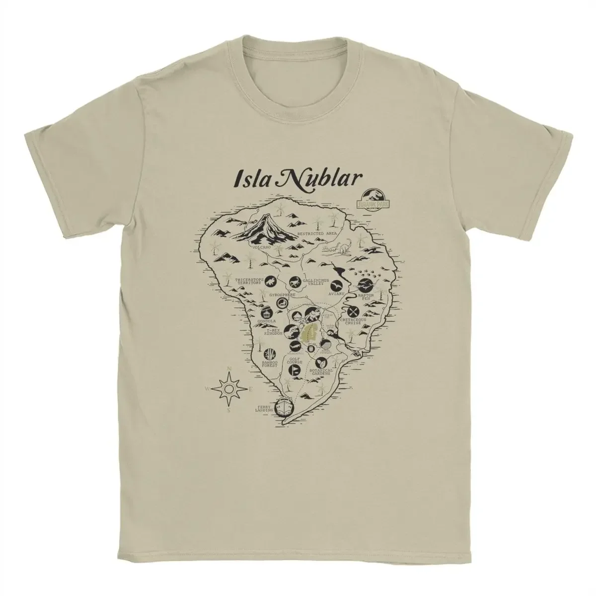 Isla Nublar Distressed Island Map Jurassics Parks Men's T Shirt Hipster Tees Short Sleeve T-Shirts 100% Cotton Gift Tops