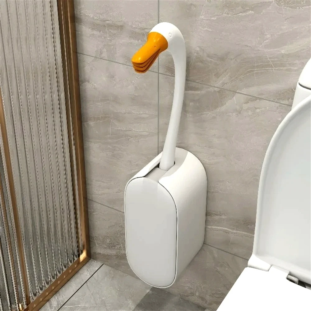 

Wall-mounted Toilet Brush Suit Long Handle Corner Creative Duck Cleaning Brush Household Toilet Artifact Toilet Silicone Brush