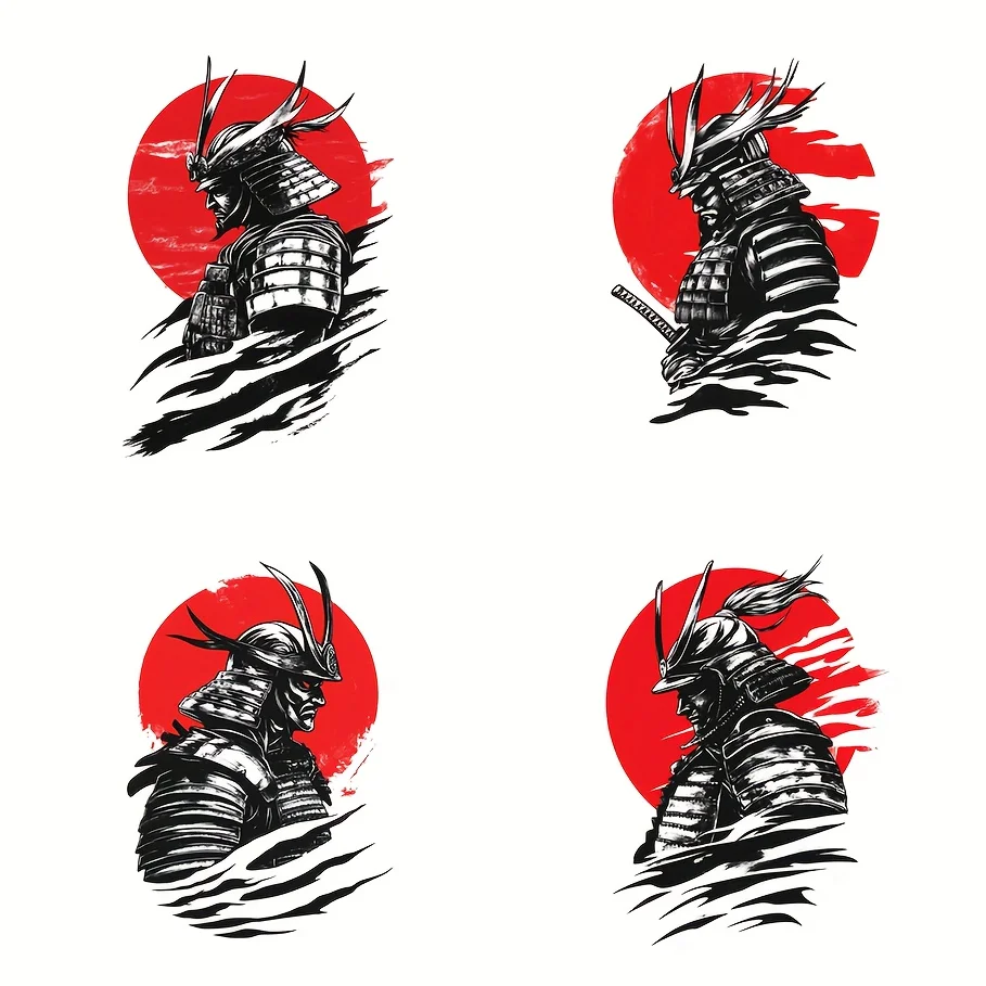 

4Pcs/Set Samurai Bushido Vinyl Stickers, Waterproof Scratch-Resistant Decals for Motorcycle, Car Bumper & Body