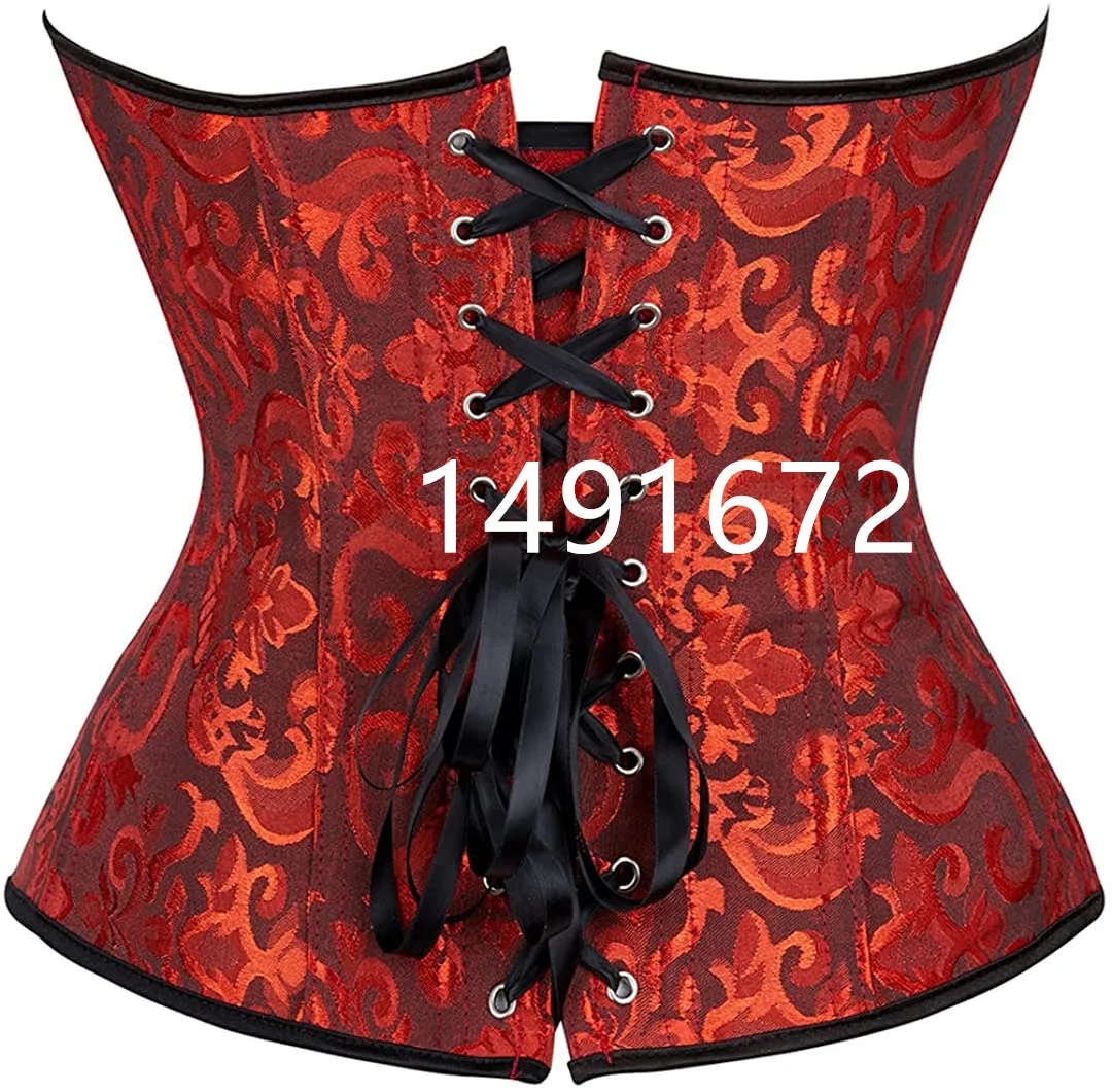 Corsets and Bustiers for Women Top Christmas Sexy Corselet Satin Overbust Brocade Vintage Plus Size Green Black White Red Cheap