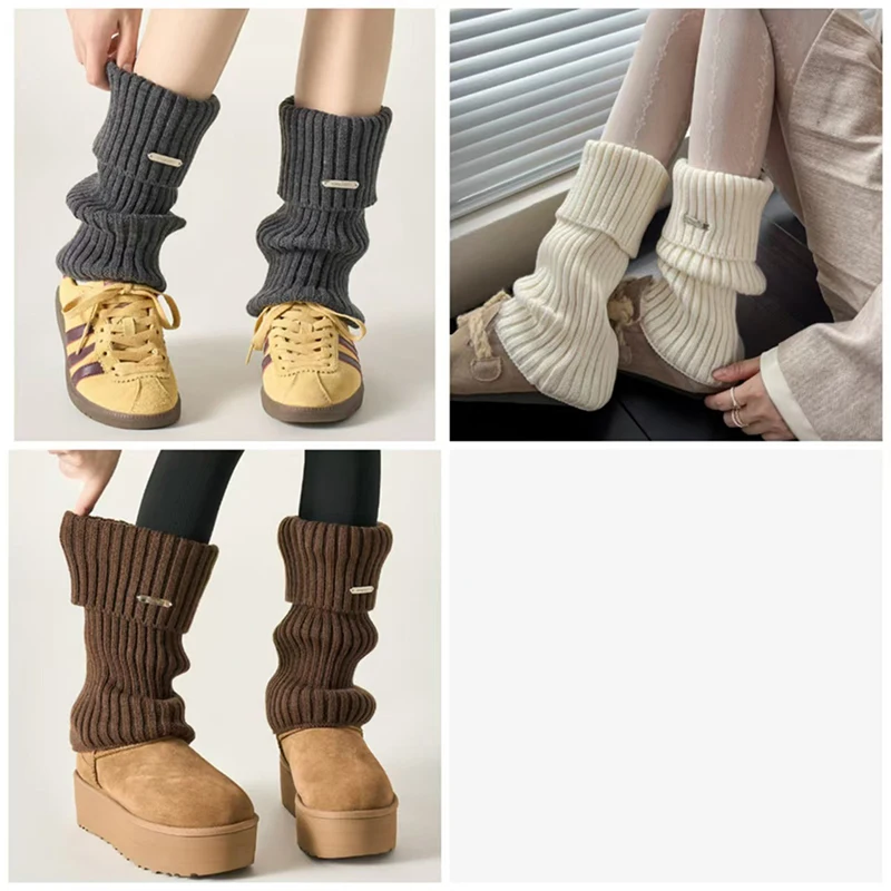 محبوك لوليتا تدفئة الساق المرأة الجوارب الطويلة الخريف الشتاء الصوف غطاء للقدم الذراع أدفأ Y2K الكروشيه كومة الجوارب أصفاد للأحذية عالية الرقبة #5