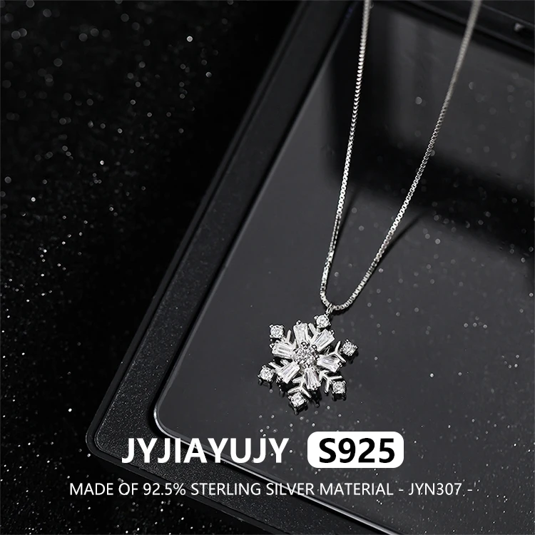 

JYJIAYUJY 100% цельное оригинальное ожерелье из стерлингового серебра S925, в наличии, вращающаяся снежинка, модная повседневная одежда JYN307