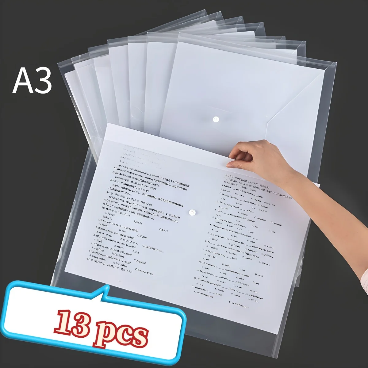 Thickened Transparent Button Bag Art Bag 8K Drawing Storage Bag A3 File Bag Sketch Paper Album Bag Waterproof File Bag