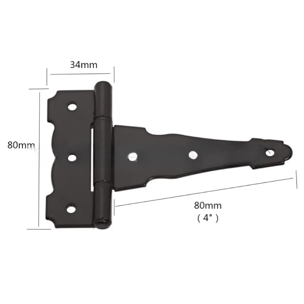 Charnières de porte de hangar noires classiques, 2 pièces, charnières de porte de grange robustes à 