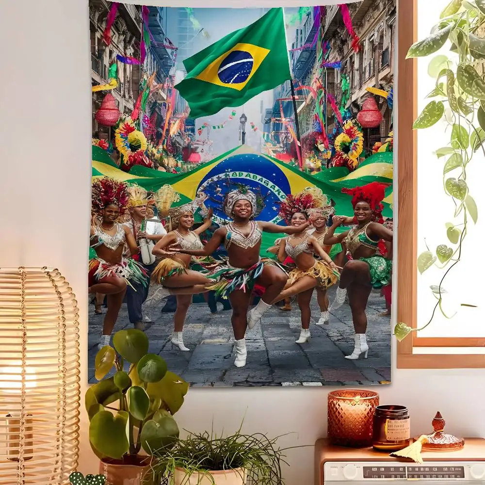 

Independence Day Of Brazil Tapestry Bedroom Living Bar Garden Outdoor Microfiber Festival Decoration Background Art Banner