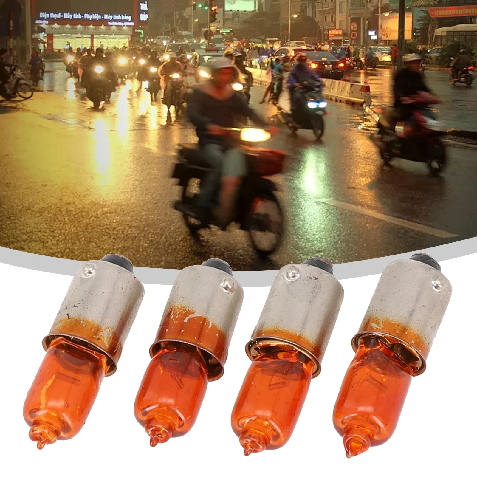 

4PCS Amber 12V 23W Motorcycle Mini Micro Indicator Bulbs Halogen BA9S Base For Most Motorbikes Universal Car Lights Replacement