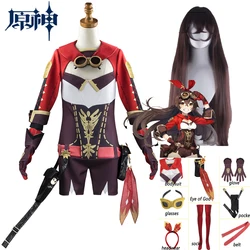 Amber Cosplay Costume Game Genshin Impact Amber Cosplay Costume Glasses Headwear Wig Red Uniform Halloween Comtumes for Women