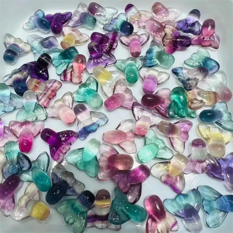 

10pcs Natural Rainbow Fluorite Fishtail Jewelry Making For Pendant Home Decor Crystal Healing Carved Animal Gift 16mm