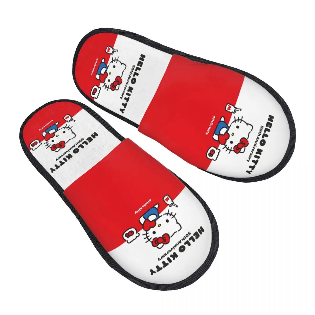 Custom Hello Kitty Anime 50th Anniversary House pantofole donna Soft Memory Foam Slip On Bedroom Slipper Shoes