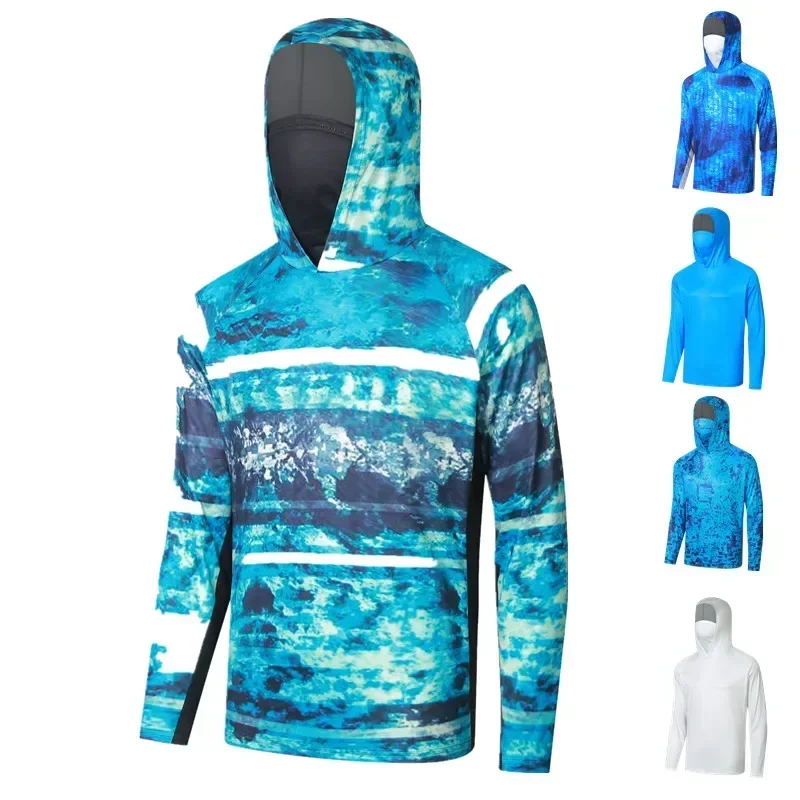 

Fishing Clothing Mask Hooded Fishing Shirts Men Long Sleeve Upf 50+ Uv Protection Fishing Tops Camouflag Camisa De Pesca