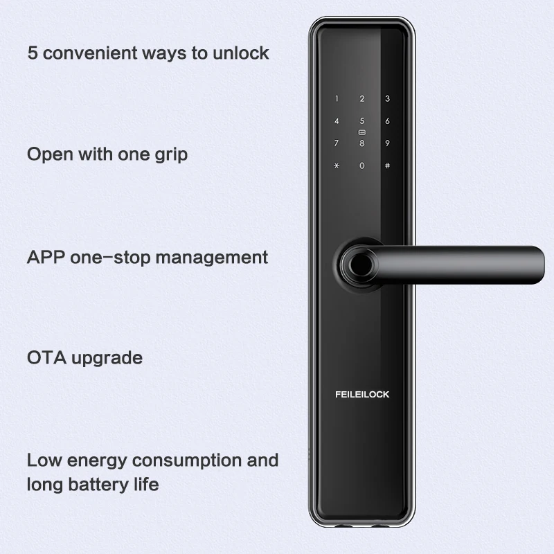 Anti Theft Mobile Remote Control Biometric Fingerprint Locks Digital Smart Screen Touch Electronic Keyless Intelligent Door Lock