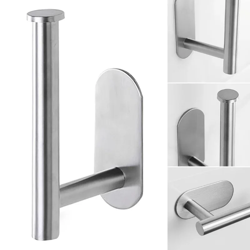 Toilet Paper Holder Wall Mounted Towel Holder for Kitchen Stainless Steel Cabinet Paper Roll Storage Hanger Bathroom Accessories image 5