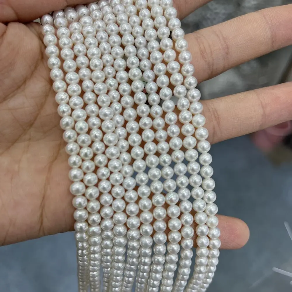 AAA Quality 3-3.5mm Natural Freshwater Pearls Beads Loose Akoya Pearl Strands