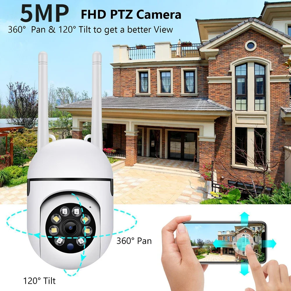 Imagem -04 - Câmera ip de Segurança com Visão Nocturna Rastreamento Humano Áudio Bidirecional Cctv Câmeras Ptz Smart Cam Interior e Exterior Zoom 4x mp 5mp