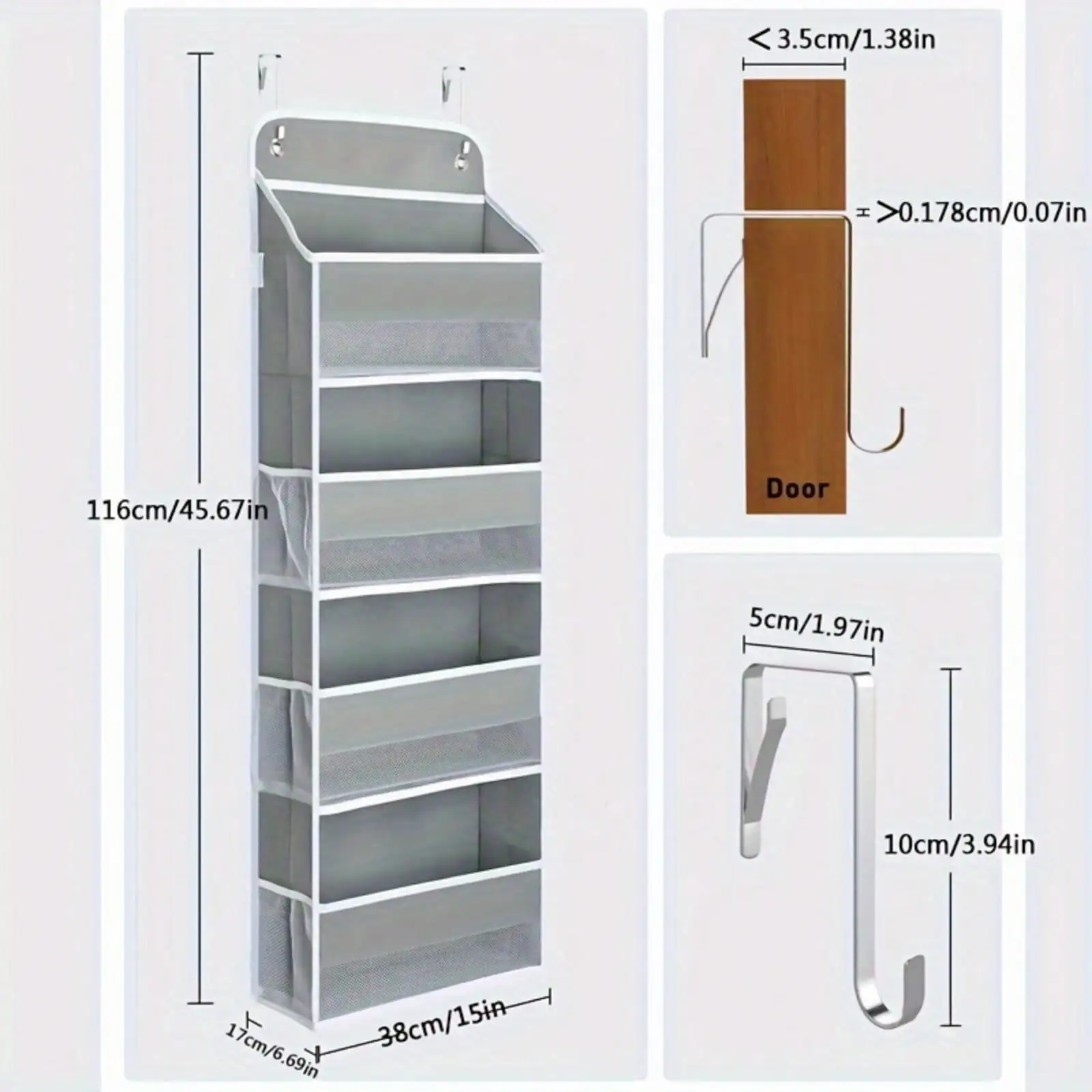 Over The Door Organizer 4 Tiers, Capacity Over Door Organizer, Door Hanging Organizer For Closet, Diaper Organizer, Room Storage.