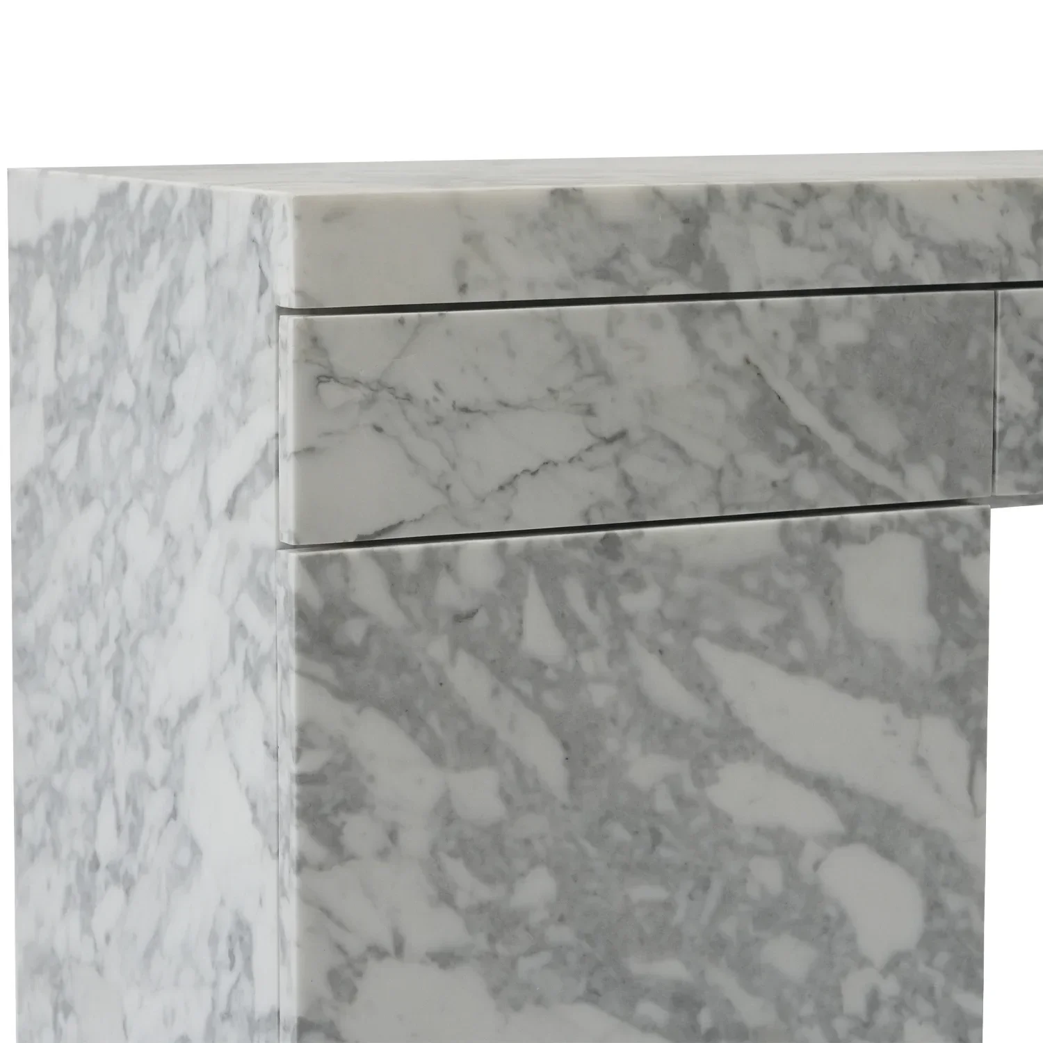 Contemporary simple gray marble coffee table set, modern luxury living room side table
