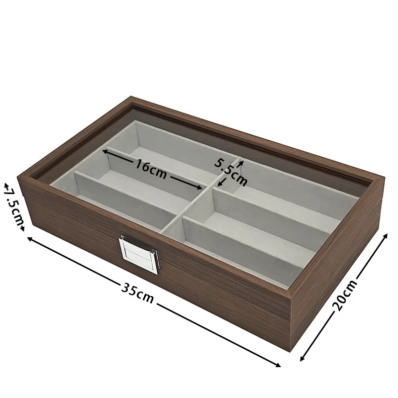 Black walnut pattern wooden 6-position glasses display box 6 pcs sunglasses sunglasses storage collection box sales display box