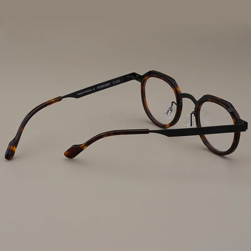 2025 wysokiej jakości okrągłe oprawki do okularów ze stopu octanu dla mężczyzn kobiety Retro ręcznie robione optyczne krótkowzroczność okulary do czytania na receptę