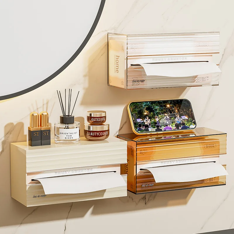 Luxury Large Capacity Tissue Box Living Room Bathroom Face Towel Storage Box Anti-Slip Draw Tissue Box Family Organizer