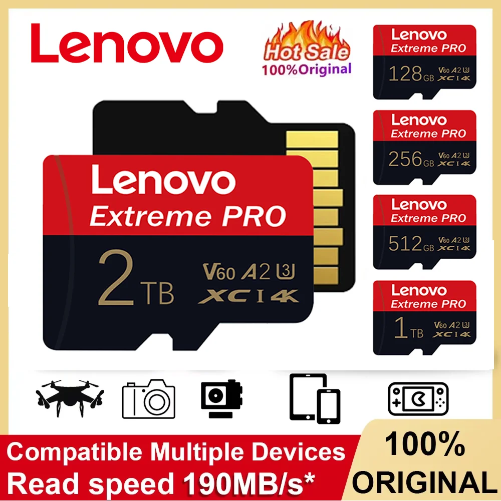 Lenovo U3 128GB Micro TF SD Card 2TB A2 Mini SD Flash Memary Card Extreme High Speed Write Compatibility Phone Camera TF Card