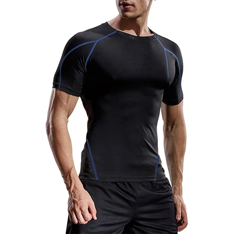 Summer Men Running T Shirt Sportswear Male Elastic T-shirt Gym Fitness Tops Tee Athletic Tights Sport Compression T Shirt Men