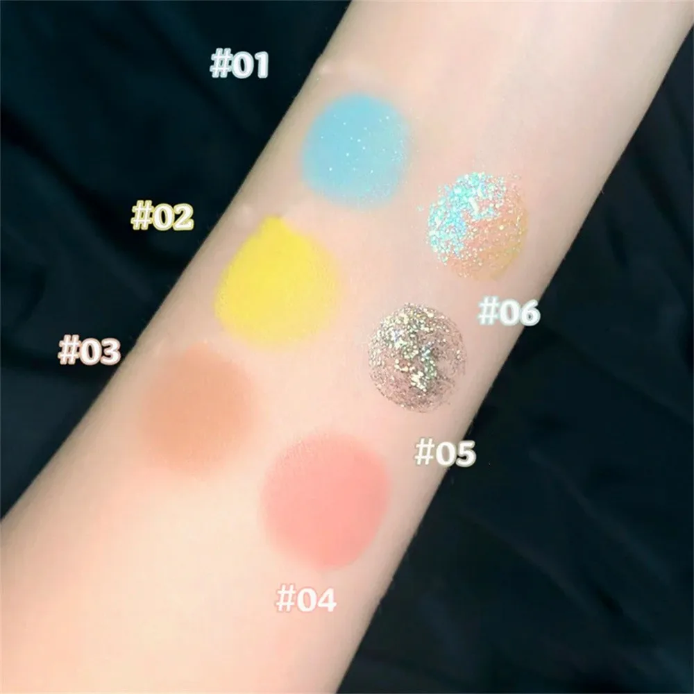 6-Color Makeup Liquid Highlighter Blush Eyeshadow Lemon Yellow Fine Shimmer Contour Brightening Facial Liquid Eyeshadow Cosmetic