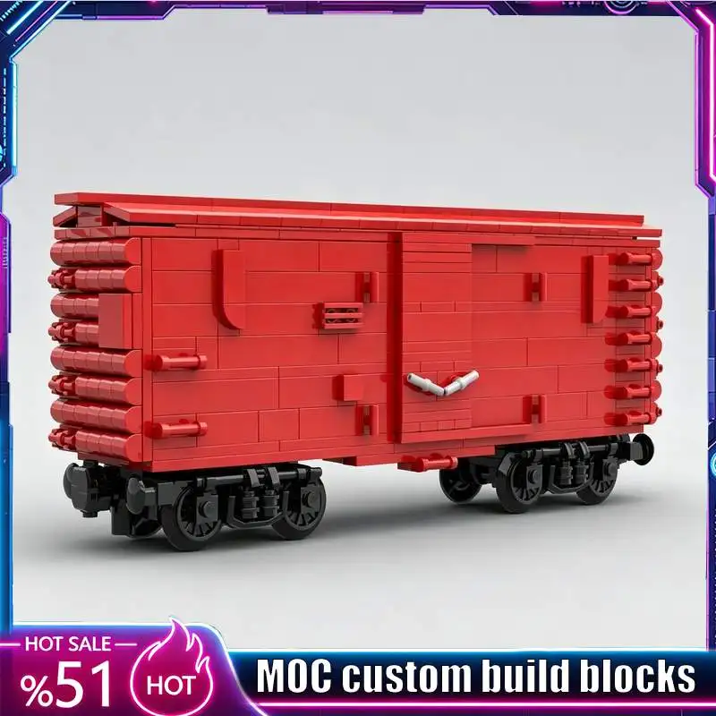 615PCS Modify 6-Wide Boxcar MOC Railway Freight Train Model Custom Puzzles DIY Assembly Educational Toy Collection Display Gift
