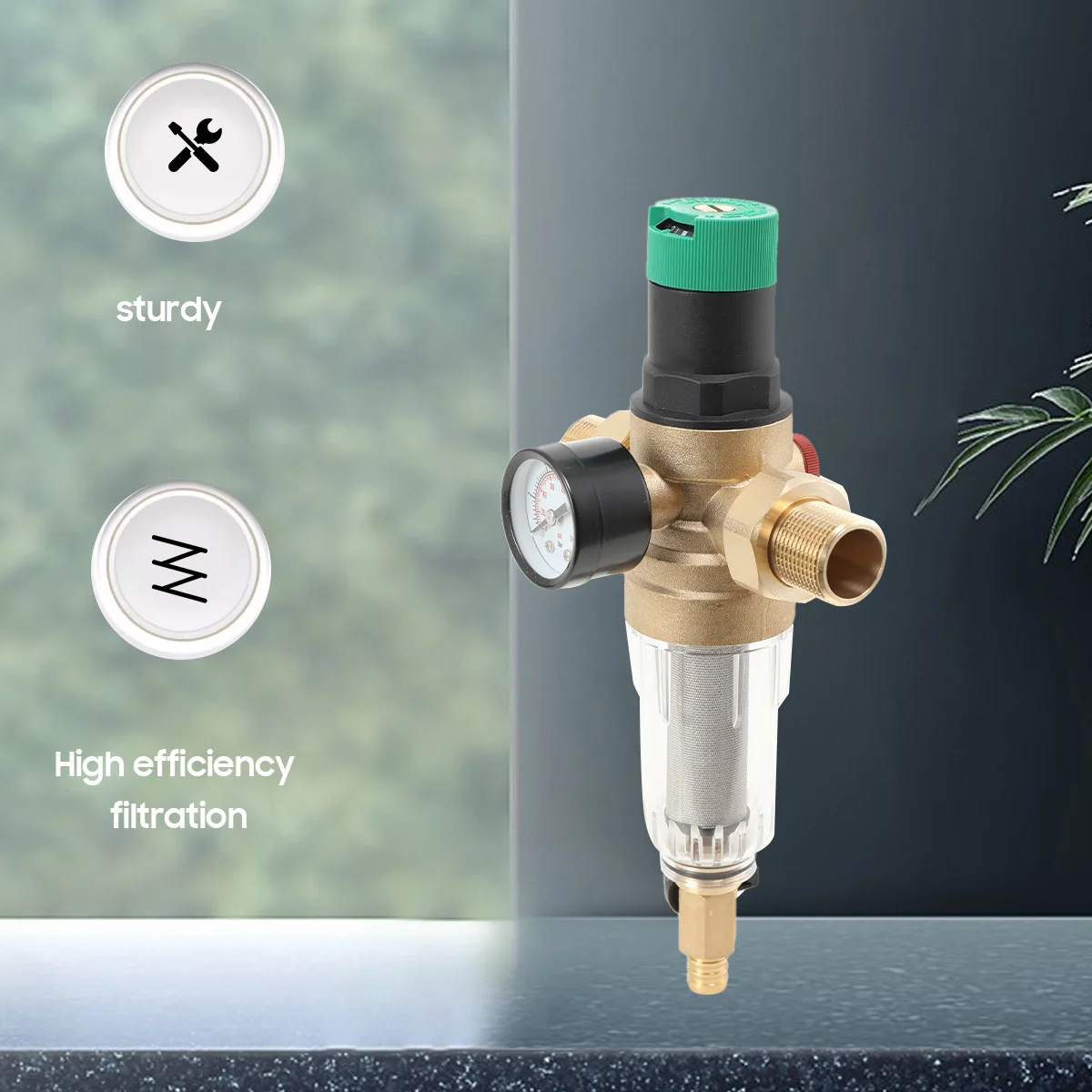 1 Stück Wasserdruckregler mit Rückspülfilter und Manometer DN20 Gartenbewässerungszubehör – Detail 5