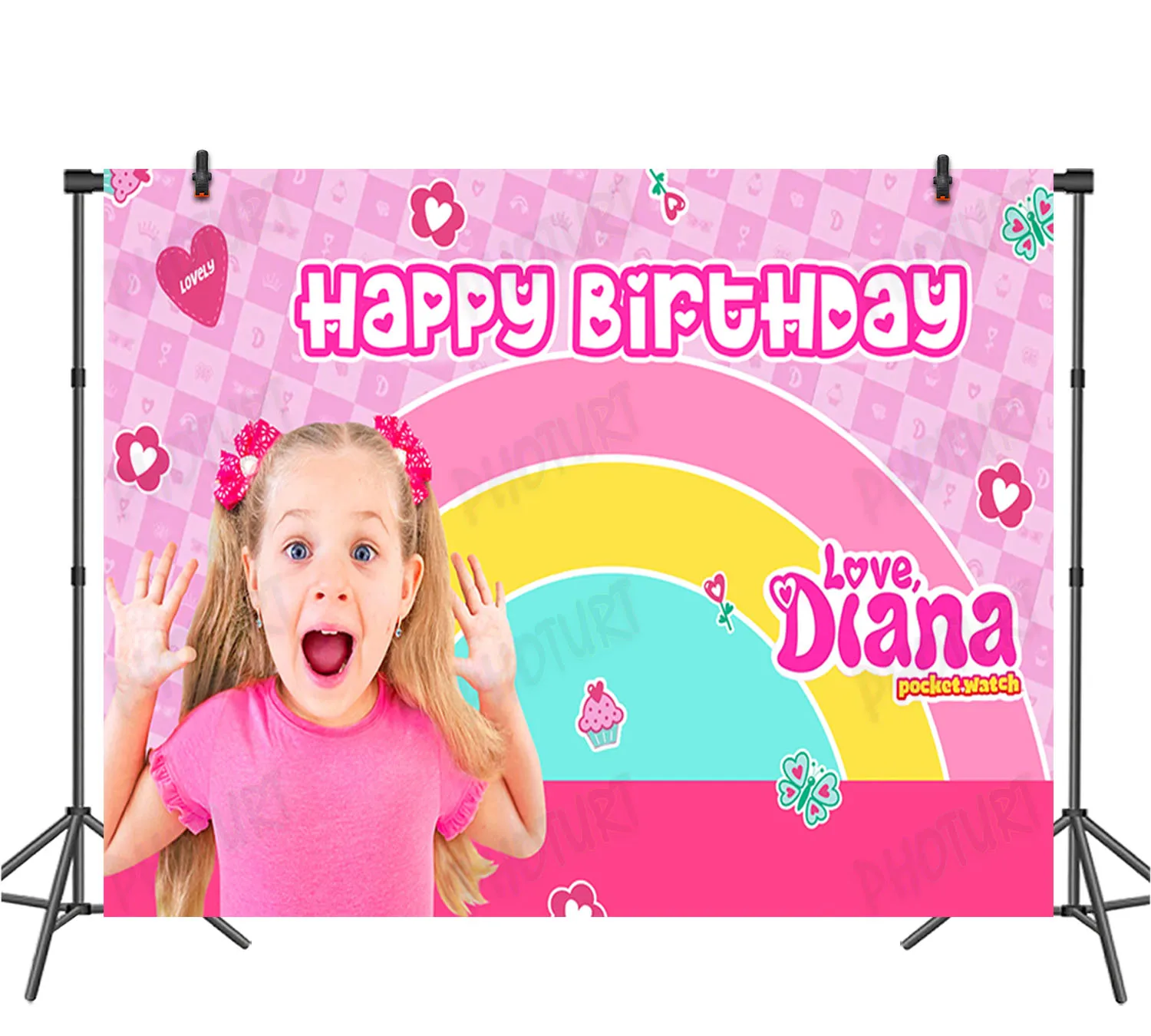 Cute Baby Girl Love Diana Backdrop Kids Birthday Party Baby Shower Background TV Show Vinyl Banner Photography Studios Props